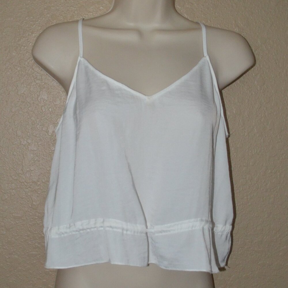 Sz 4 Loyd/Ford White Cropped Spaghetti Strap Cami Camisole Top